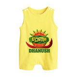 Traditional Onam Thiruvonam Emblem Button Romper - PASTEL YELLOW - New Born (Chest 18")