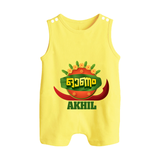Happy Onam Wishes Romper Suit | Personalized Baby Romper Suit for Onam Festival - PASTEL YELLOW - 0 - 5 Months Old (Chest 18")