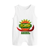 Happy Onam Wishes Romper Suit | Personalized Baby Romper Suit for Onam Festival - WHITE - 0 - 5 Months Old (Chest 18")