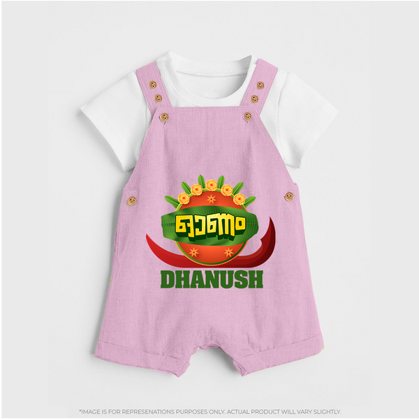 Traditional Onam Thiruvonam Emblem Dungaree - BABY PINK - 0 - 5 Months Old (Chest 18")