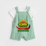 Traditional Onam Thiruvonam Emblem Dungaree - MINT GREEN - 0 - 5 Months Old (Chest 18")