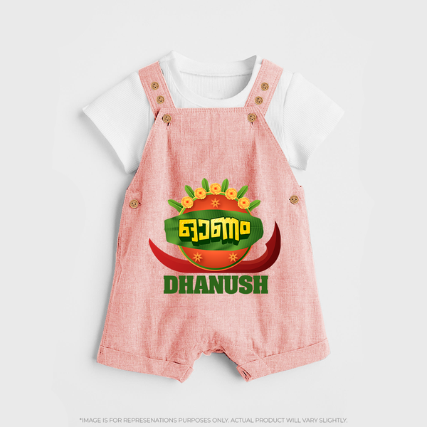 Traditional Onam Thiruvonam Emblem Dungaree - PEACH - 0 - 5 Months Old (Chest 18")