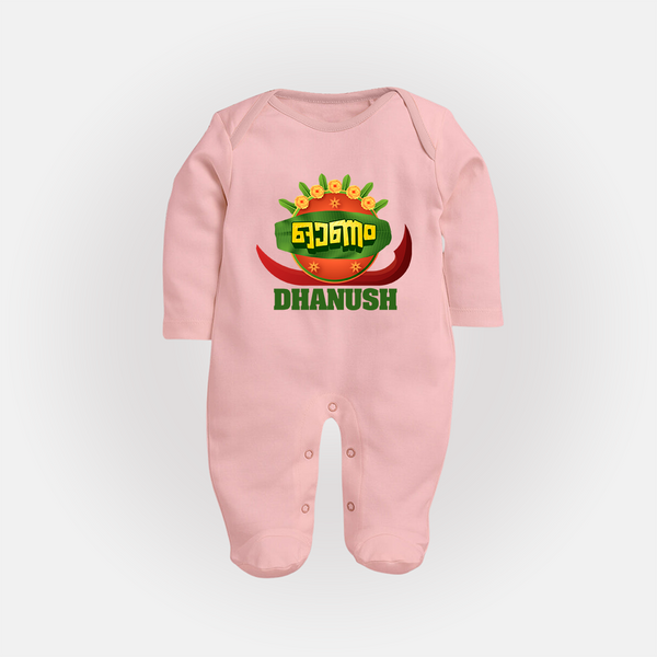 Traditional Onam Thiruvonam Emblem Full Body Suit - BABY PINK - New Born (Chest 7.5")
