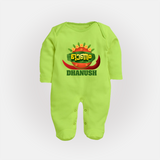 Traditional Onam Thiruvonam Emblem Full Body Suit - LIME GREEN - New Born (Chest 7.5")