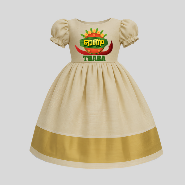 Onam Celebration Pattu Pavada | Custom Baby Pattu Pavada for Onam - KASAVU - 0 - 3 Months Old (Chest 18")