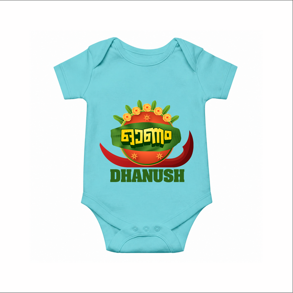 Traditional Onam Thiruvonam Emblem Romper - ARCTIC BLUE - New Born (Chest 14")