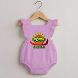 Happy Onam Wishes Romper Frock | Personalized Baby Romper Frock for Onam Festival - BABY PINK - 0 - 3 Months Old (Chest 19")