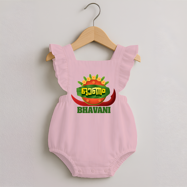 Traditional Onam Thiruvonam Emblem Romper Frock - BABY PINK - 0 - 3 Months Old (Chest 19")