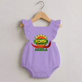 Happy Onam Wishes Romper Frock | Personalized Baby Romper Frock for Onam Festival - LILAC - 0 - 3 Months Old (Chest 19")