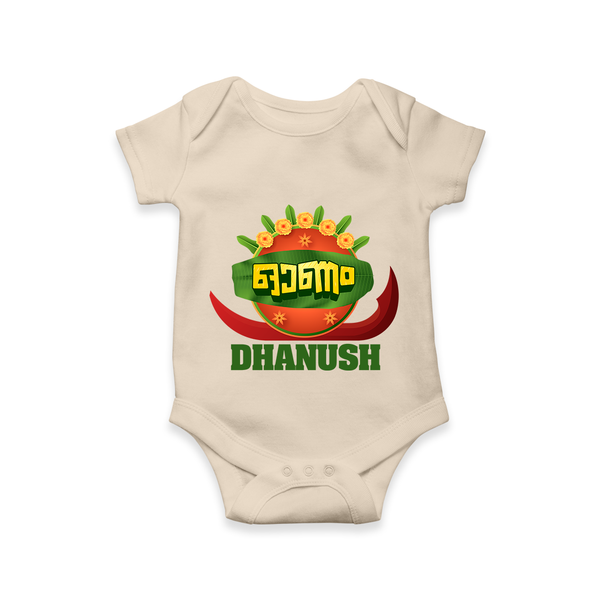 Traditional Onam Thiruvonam Emblem Romper - IVORY - New Born (Chest 14")