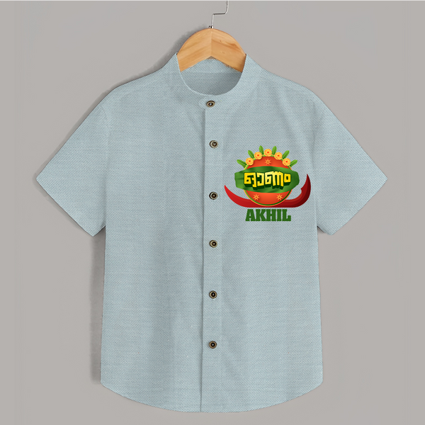 Happy Onam Wishes Shirt | Personalized Baby Shirt for Onam Festival - ARCTIC BLUE - 0 - 6 Months Old (Chest 23")