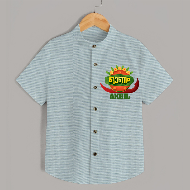 Happy Onam Wishes Shirt | Personalized Baby Shirt for Onam Festival - ARCTIC BLUE - 0 - 6 Months Old (Chest 23")