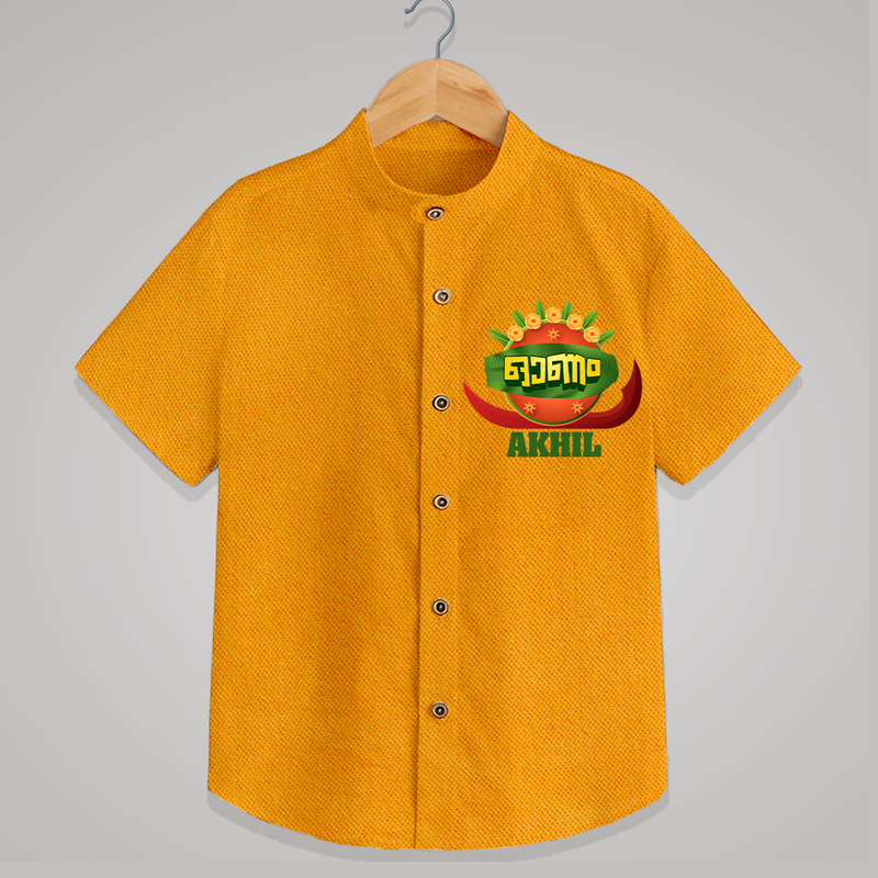 Happy Onam Wishes Shirt | Personalized Baby Shirt for Onam Festival - CHROME YELLOW - 0 - 6 Months Old (Chest 23")