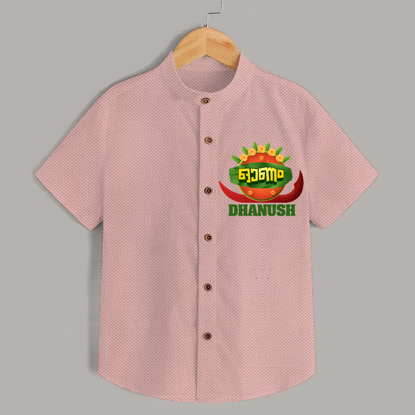 Traditional Onam Thiruvonam Emblem Shirt - PEACH - 0 - 6 Months Old (Chest 23")