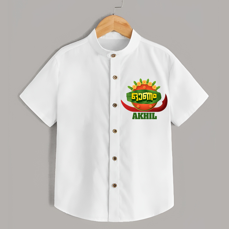 Happy Onam Wishes Shirt | Personalized Baby Shirt for Onam Festival - WHITE - 0 - 6 Months Old (Chest 23")