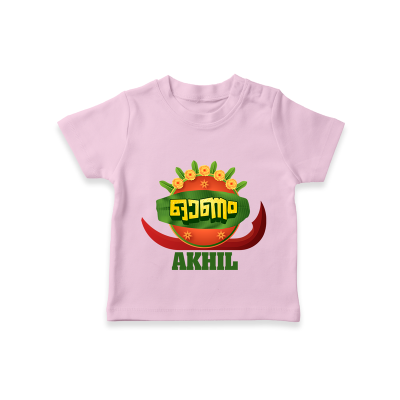 Happy Onam Wishes T-Shirt | Personalized Baby T-Shirt for Onam Festival - BABY PINK - 0-5 Months Old (Chest 17")