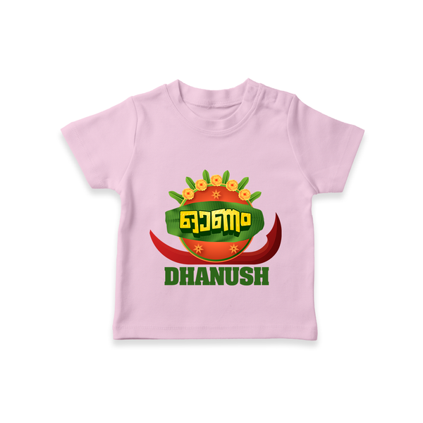 Traditional Onam Thiruvonam Emblem T Shirt - BABY PINK - 0-5 Months Old (Chest 17")