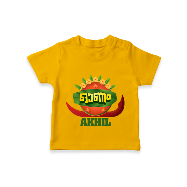 Happy Onam Wishes T-Shirt | Personalized Baby T-Shirt for Onam Festival - CHROME YELLOW - 0-5 Months Old (Chest 17")