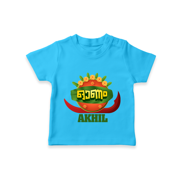 Happy Onam Wishes T-Shirt | Personalized Baby T-Shirt for Onam Festival - SKY BLUE - 0-5 Months Old (Chest 17")