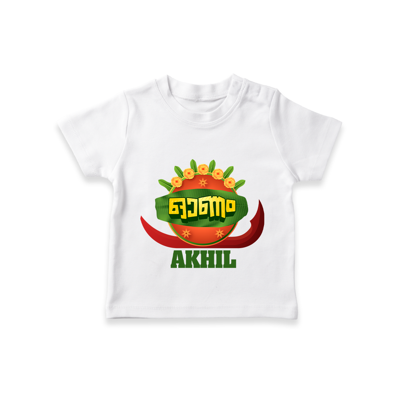 Happy Onam Wishes T-Shirt | Personalized Baby T-Shirt for Onam Festival - WHITE - 0-5 Months Old (Chest 17")