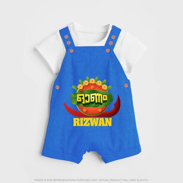 Traditional Onam Thiruvonam Emblem Dungaree - COBALT BLUE - 0 - 5 Months Old (Chest 18")