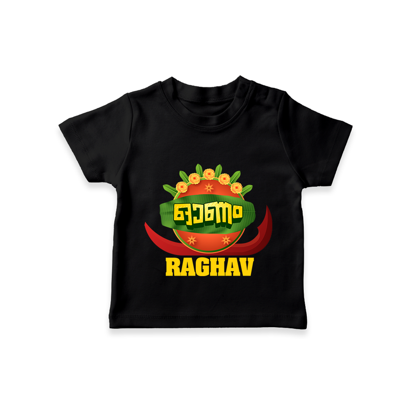 Happy Onam Wishes T-Shirt | Personalized Baby T-Shirt for Onam Festival - BLACK - 0-5 Months Old (Chest 17")