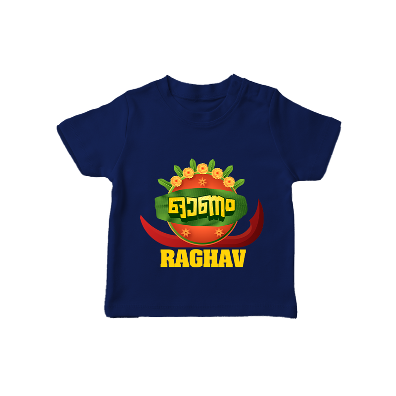 Happy Onam Wishes T-Shirt | Personalized Baby T-Shirt for Onam Festival - NAVY BLUE - 0-5 Months Old (Chest 17")