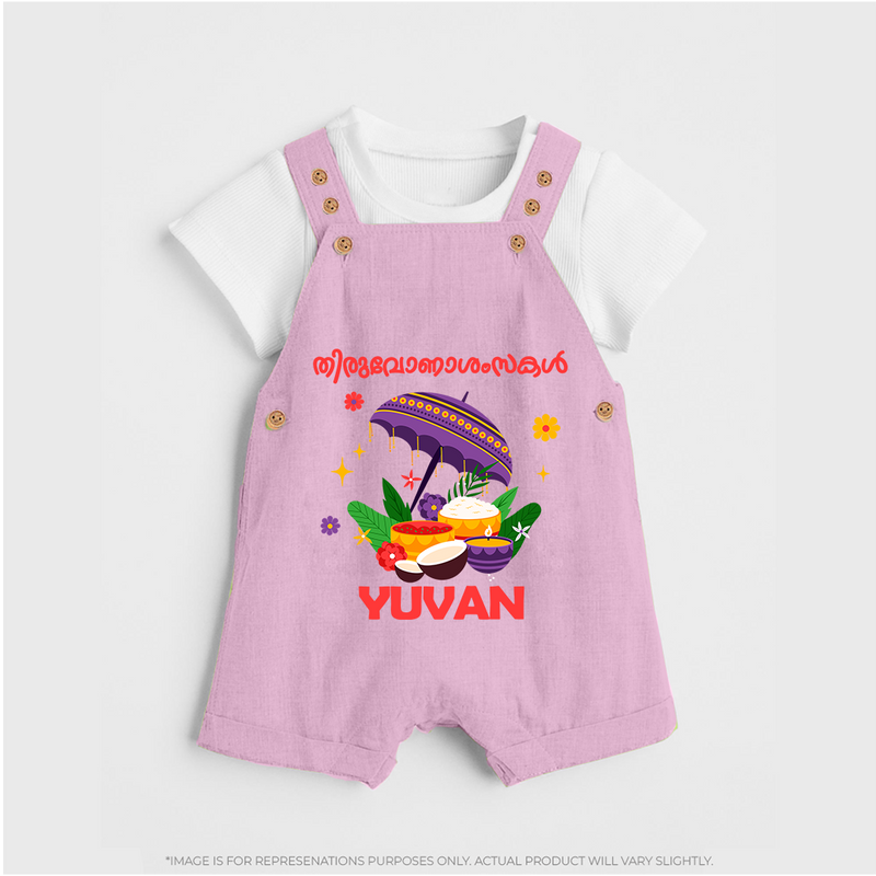 Thiruvonam Wishes Dungaree Set | Thiruvonam Celebration With Dungaree Set - BABY PINK - 0 - 5 Months Old (Chest 18")