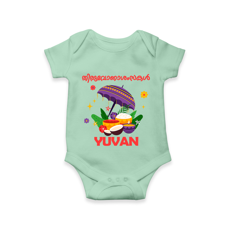 Thiruvonam Wishes Romper / Onesie | Thiruvonam Celebration With Romper / Onesie - MINT GREEN - New Born (Chest 14")