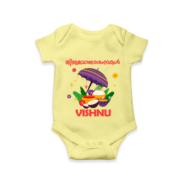 Royal Onam Feast Celebration Romper - PASTEL YELLOW - New Born (Chest 14")