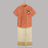 Royal Onam Feast Celebration Shirt and Dhoti - ORANGE - 0 - 6 Months Old (Chest-23") (Dhoti length-14")