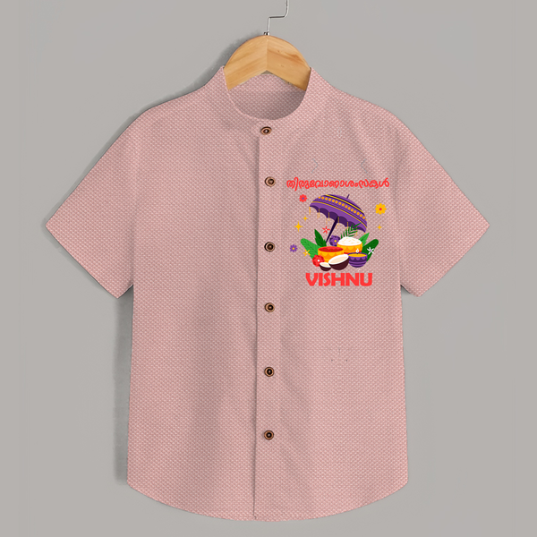 Royal Onam Feast Celebration Shirt - PEACH - 0 - 6 Months Old (Chest 23")