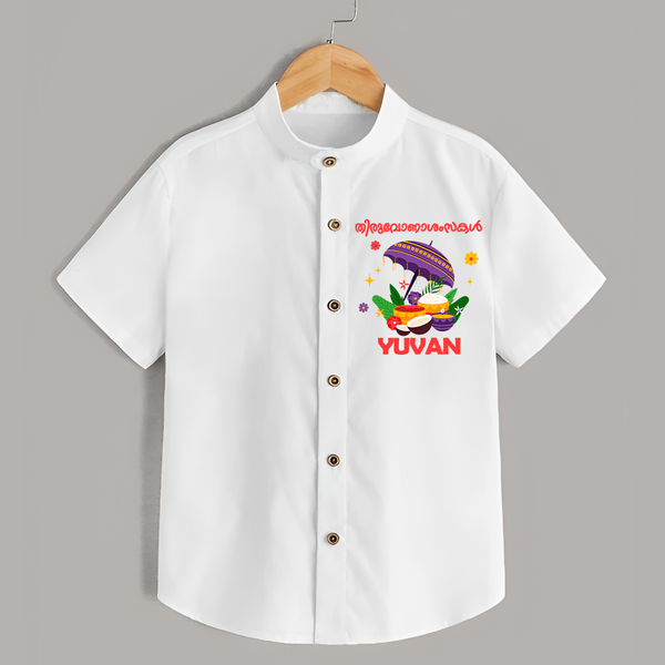 Thiruvonam Wishes Shirt | Thiruvonam Celebration With Shirt - WHITE - 0 - 6 Months Old (Chest 23")