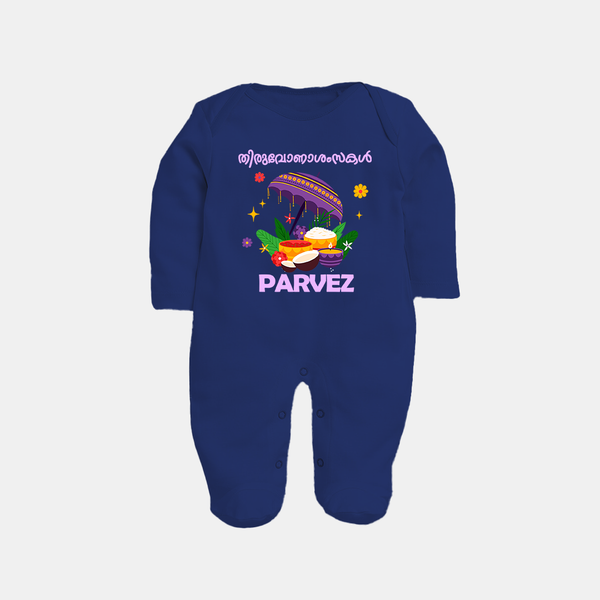 Royal Onam Feast Celebration Full Body Suit - NAVY BLUE - New Born (Chest 7.5")