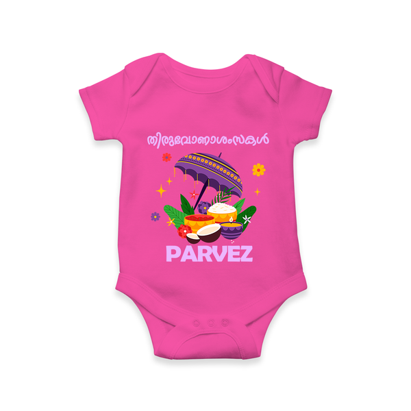 Royal Onam Feast Celebration Romper - HOT PINK - New Born (Chest 14")