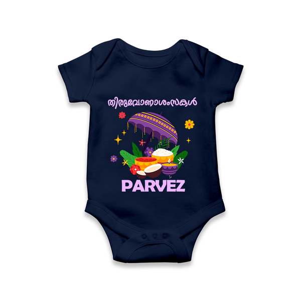Royal Onam Feast Celebration Romper - NAVY BLUE - New Born (Chest 14")