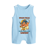 Onam Swag Chenda Melam Button Romper - BABY BLUE - New Born (Chest 18")