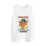 Onam Swag Chenda Melam Button Romper - WHITE - New Born (Chest 18")