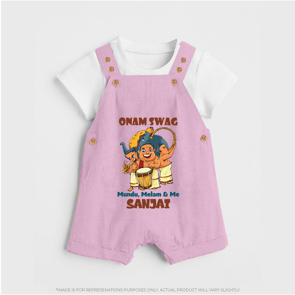 Onam Swag Chenda Melam Dungaree - BABY PINK - 0 - 5 Months Old (Chest 18")