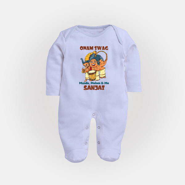 Onam Swag Chenda Melam Full Body Suit - BABY BLUE - New Born (Chest 7.5")
