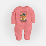 Onam Swag Chenda Melam Full Body Suit - PEACH - New Born (Chest 7.5")