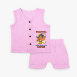 Onam Swag Chenda Melam Jabla Shorts Set - BABY PINK - 0 - 3 Months Old (Chest 9.8")
