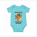 Onam Swag Chenda Melam Romper - ARCTIC BLUE - New Born (Chest 14")