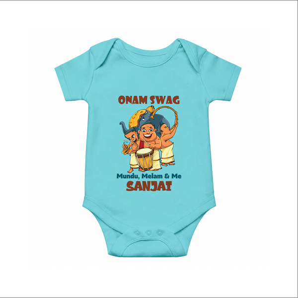 Onam Swag Chenda Melam Romper - ARCTIC BLUE - New Born (Chest 14")