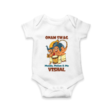 Onam Swag Mundu Melam and Me Romper / Onesie | Personalized Baby Romper / Onesie for Onam Style - WHITE - New Born (Chest 14")