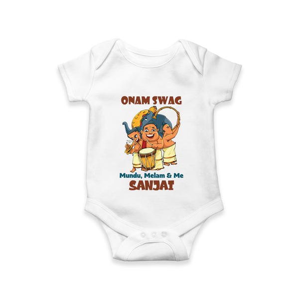 Onam Swag Chenda Melam Romper - WHITE - New Born (Chest 14")