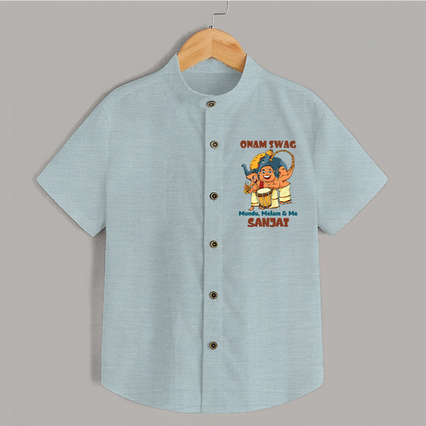 Onam Swag Chenda Melam Shirt - ARCTIC BLUE - 0 - 6 Months Old (Chest 23")