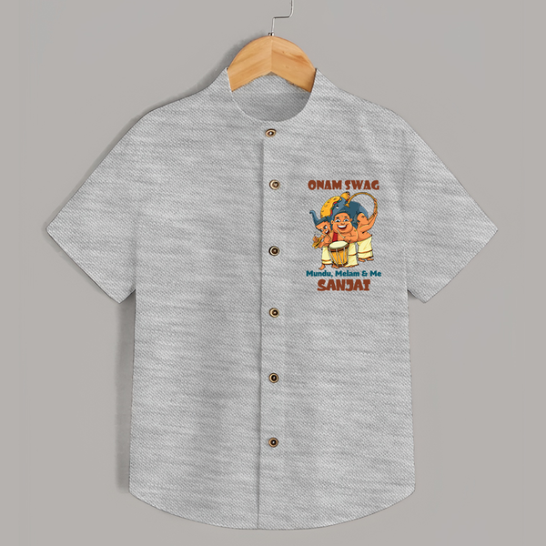 Onam Swag Chenda Melam Shirt - GREY - 0 - 6 Months Old (Chest 23")