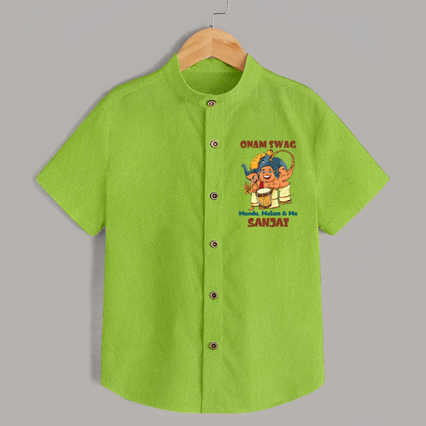 Onam Swag Chenda Melam Shirt - LIME GREEN - 0 - 6 Months Old (Chest 23")