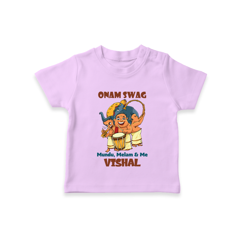 Onam Swag Mundu Melam and Me T-Shirt | Personalized Baby T-Shirt for Onam Style - LILAC - 0-5 Months Old (Chest 17")